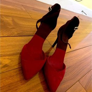 Zara Shoes | Zara Suede Red and Maroon Stiletto Strappy Shoes 37